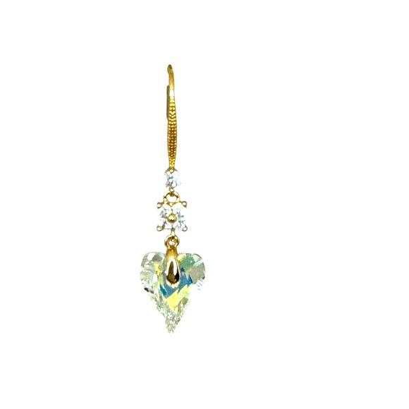 Iridescent Diamond Heart Earring 18k laminated gold - Picture 2 of 4